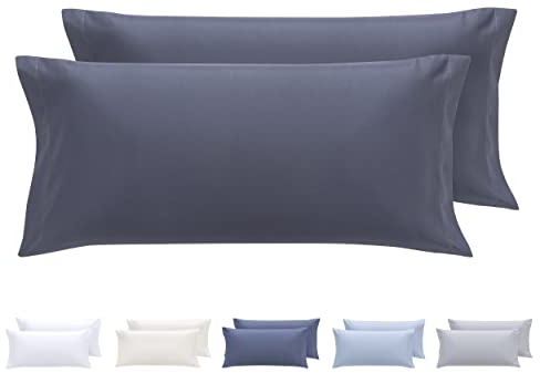 Kissenbezüge, extra weiche Mikrofaser, hypoallergen, Set mit 2 Kissenbezügen 75X40 cm Dunkelgrau