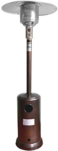 Terrassenheizstrahler, Edelstahl-Terrassenheizstrahler mit Rädern und Tisch groß, Propangas-Standheizstrahler für den Außenbereich, perfekte Wärme für den Außenbereich oder den Garten (Farbe braun)