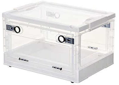 Ergocar Transparent, vikbar förvaringslåda, plastförvaringsorganisatör med lock, förvaringslådor med ytterdörr, för vardagsrum, sovrum, kontor