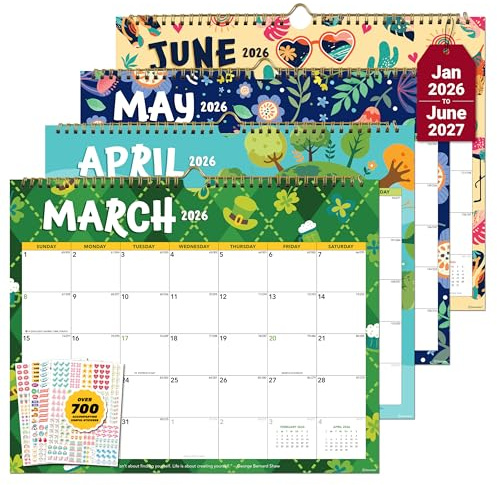 Decorably 12-Month Colorful Landscape Wall Calendar 2026-2027