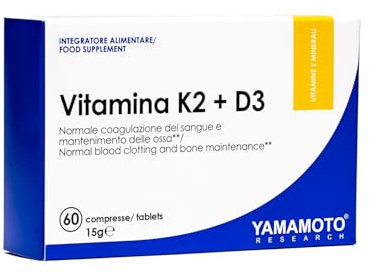 YAMAMOTO RESEARCH Vitamina K2 e D3 60 Compresse, Integratore Alimentare a base di Vitamina K2 e Vitamina D3 ad Alto Dosaggio, Supporta la Salute di Ossa e Denti