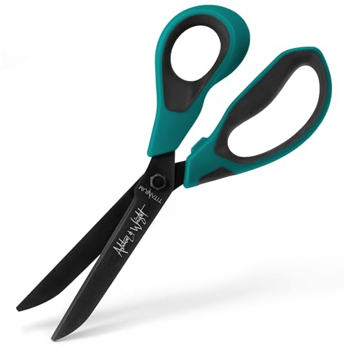 Ashton and Wright - Titanium HD - Heavy Duty Scissors for Office, Home, Kitchen, and Craft - 210mm / 8” - Titanium Coated Blades (Teal, Right Handed)