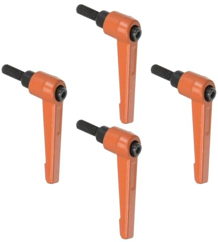 TA-VIGOR 4 manijas de palanca de sujeción ajustables, M6 x 16 mm, botón de liberación rápida, pomos de tornillo de trinquete de aleación de aluminio, mango de pernos de rosca macho para maquinaria y