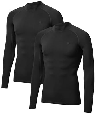 DANISH ENDURANCE Camiseta Compresión Hombre, Manga Larga, 2 Pack