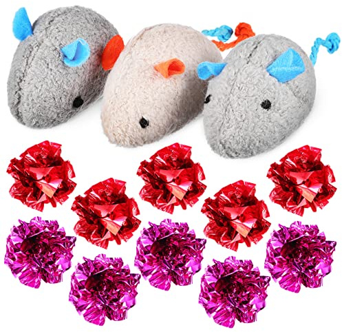 TOYANDONA 13 pièces Set de Jouets pour Chat Dintérieur avec Souris Peluche et Balles Colorées à Bruit Interactif Stimulant pour et Adultes