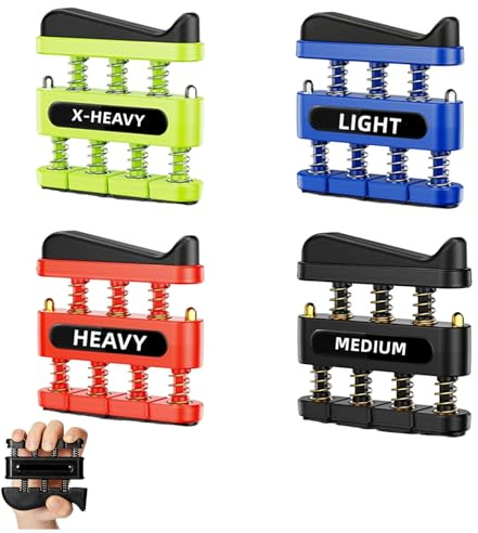 KOSLEOW 4 Pezzi Hand Grip, Allenatore di Forza per Dita e Mano con 4 Livelli di Resistenza 3LB, 7LB, 11LB, 14LB per Allenamento Mani, Riabilitazione Mano e Muscolazione