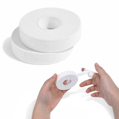 2 Rolls Extra Strong Athletic Finger Tape, White Protective Tape for Sports | 0.6-Inch x 32-Feet Reathable and Sweat-Wicking Sports Tape for Rock Climbing, Football, Volleyball, and Outdoor