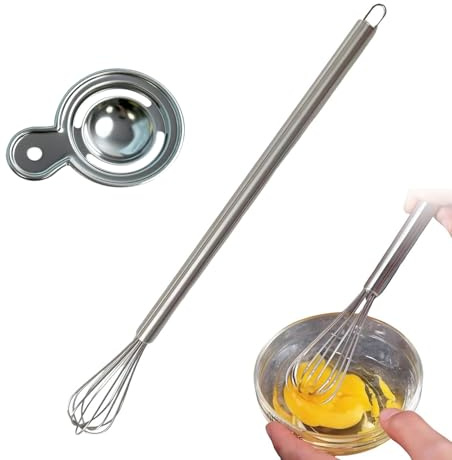 JOVYTH Set 2 Pezzi Frusta A Mano E Separatore Di Uova, Frusta In Acciaio Inox Per Tazze, Frust a A Spirale Per Montare Panna E Schiuma Di Latte