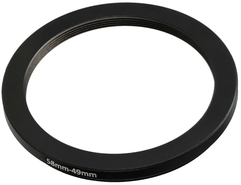 vhbw Anillo Adaptador Step Down de 58 mm a 49 mm para Objetivo de la cámara - Adaptador de Filtro, Metal, Negro