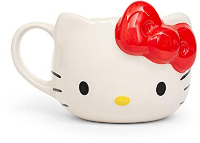 Silver Buffalo KTY2323D Hello Kitty Face Ceramic 3D Sculpted Mug 22-Ounces White