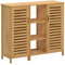 sogesfurniture Mueble Auxiliar, Armario de Bambú, con 3 Estantes y 2 Puertas, para Baño Salón Entrada, 100x33x87cm