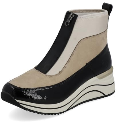 Remonte Femme Bottines D0T71, Dame Bottines à Plateforme,Semelle intérieure Amovible,Bottes,Demi-Bottes,Haut,Beige Kombi,40 EU / 6.5 UK