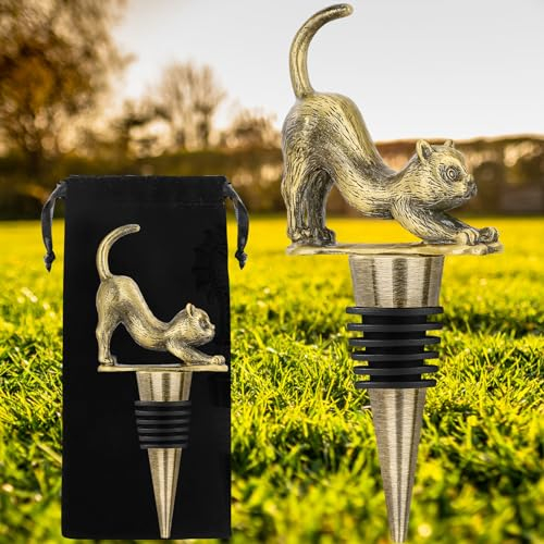 LULLEA Chiusura per Bottiglie di Vino con Gatto - Regalo Decorativo per Amanti dei Gatti, Donne, Uomini - Divertente Regalo di Compleanno e Natale