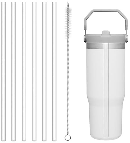 Yuecda Replacement Straw for Stanley Iceflow 30oz,Reusable Clear Straws Compatible with Stanley IceFlow Flip 30oz Tumbler with Straw Cleaner Brush for Stanley (Only Fit Iceflow 30oz Original Lid)