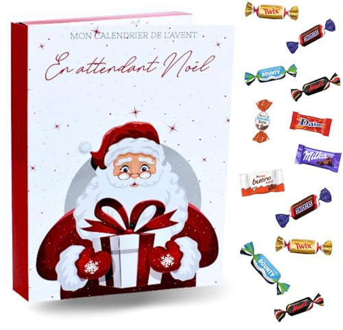 Calendrier de l'Avent Chocolaté | 48 Bonbons au Chocolat Célébrations, Milka, Kinder Schokobons et Mini Bueno, Daim | 2 bouchées par case pour encore plus de gourmandise à Noël