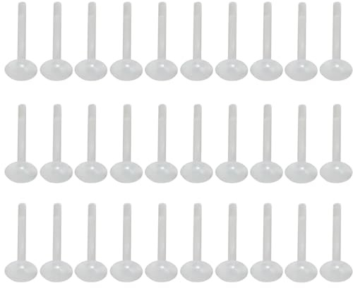 Happyupcity 30 aretes de nariz de acrílico transparente de 16 g, 10 mm, para labio, tragus, cartílago, hélice, piercing corporal, joyería para hombres y mujeres