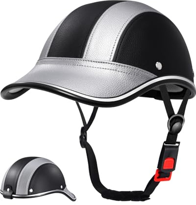 FROFILE Cappello da baseball per adulti, stile urbano, in pelle PU, retrò, per golf, basso profilo, casco per pendolarismo urbano per uomini e donne, Argento, Small
