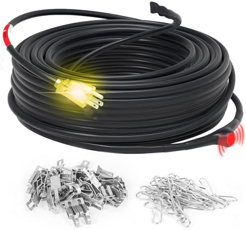 HEATIT 30ft Roof and Gutters Heating Cable with 10ft Lighted Plug Heavy-Duty Heat Tape,120V 8W/ft