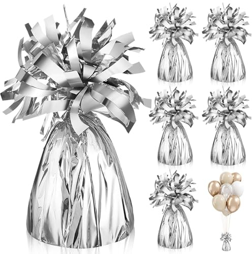 Ballongewicht für Heliumballons Luftballon Beschwerer Gewichte 6Stk Ballongewichte für Helium Ballon Beschwerer Boden Silber Folie Ballon Anhänger für Hochzeit Geburtstag Party Dekoration