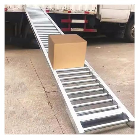 Transportador de rodillos portátil y ligero, riel de flujo de rueda de patín, transportador de acero inoxidable de 10 m, mesa industrial plegable para un fácil transporte