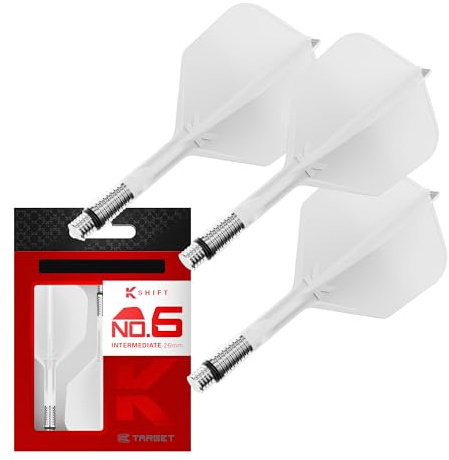 Target Darts K-Shift N.º 6 Integrado Vuelos y Ejes | K Shift N.º 6 Vuelo y Eje Sistema, Blanco – K-Flex Intermedio Shift Spin Base, Shift Giratoria Base, Profesionales Dardos Accesorios