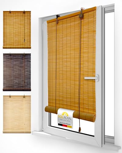 Sol Royal Bambusrollo Ohne Bohren 80 breit – Sichtschutz Rollo mit Klemmfix & Kindersicherung – Raffrollo Bambus Jalousien Innen 80x220 cm – Holzrollo Innen & Außen für Fenster und Türen – B86