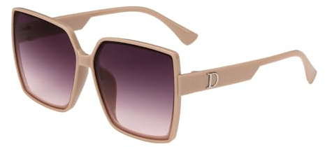 QUARKZMAN Occhiali Da Sole Per Donne Uomini PC Cornice Grande Forma A D Moda Protezione Sole Ombrelli Per Guidare Fare Shopping E Scattare Foto Beige Rosa