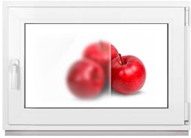 Framex källarfönster, plastfönster, vitt, frostat glas, satinat, bredd x höjd 70 x 40 cm (700 x 400 mm) 2-vägs (32 mm) vridbar luta DIN höger (vänsterhandtag)