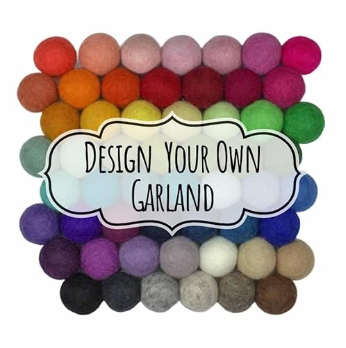 Design Your Own Felt Ball Garland- 1 (2.5 cm) Wool Felt Balls- 100% Wool- Mantle Banner, Shelf Bunting, Children's Room, Home Decor, Handmade Gift