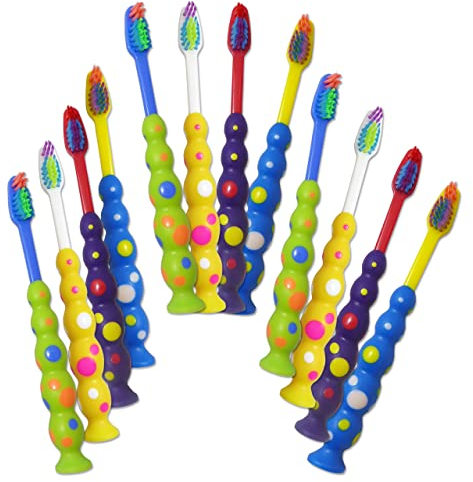32 Brosses à dents pour enfants ~ Lots de brosses manuelles pour enfants (Avec ventouse)