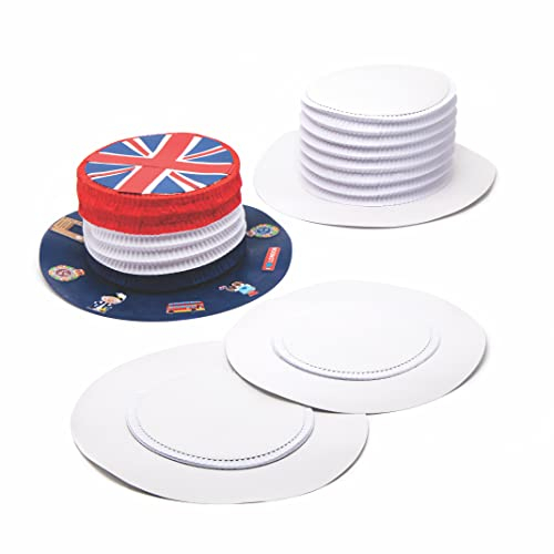 Baker Ross Akkordeon-Zylinderhüte - für Kinder zum Bemalen und Dekorieren - toll zum Fasching und Karneval - 4 Stück, Weiß, 32 cm