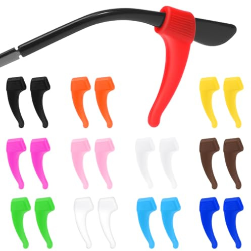 SUPVOX 12 Pares de Ganchos Antideslizantes para Gafas - Soporte de Silicona Suave para Patillas (6x2.5mm) - Retenedores Flexibles para Deportes, Niños y Adultos - Multicolor