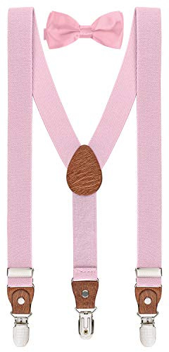 BomGuard Enfants bretelles Set 2-7 ans + noeud papillon,rose