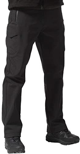 FREE SOLDIER Pantalon Ski Homme Pantalon de Randonnée Chaud d'hiver Pantalon de Chasse Imperméable Pantalon d'extérieur en Softshell Doublé de Molleton (Noir,56 Taille Tall)