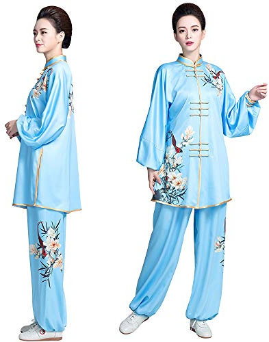 JTKDL Damen Tai Chi Bekleidung Trainingsbekleidung Wettkampf Performance Kampfsportbekleidung Im Frühjahr Und Herbst,Blue-XXL