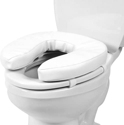 Soft Raised Toilet Seat Padded Elevated Loo Riser Cushion Mobility Aid White