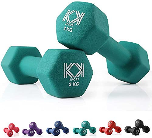 KK Neopren-Hanteln für Zuhause und Fitnessstudio, Handgewichte für Training, Fitness, Training und Gewichtheben, Grün (2 x 3 kg))