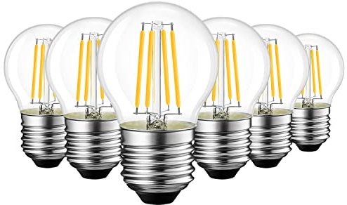 LVWIT 7W E27 Edison Vintage Glühbirne G45, Super Hell 1055LM, 2700K Warmweiß, LED Filament Birne ersetzt 75W Glühlampe, nicht dimmbar, 6er Pack