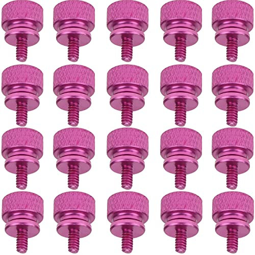 HELIFOUNER 20 Pieces 6-32 Thread, Pink Color Anodized Aluminum Computer Case Thumbscrews, Thumb Screws for Computer Case/Cover/Power Supply/Hard Drives