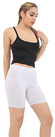 The Fancy Dress® Women's Cotton Cycling Shorts - Ladies Yoga Gym Workout Running Cycling Sports Shorts Stretchy 1/2 Length Over-Knee Legging (White, 12-14)