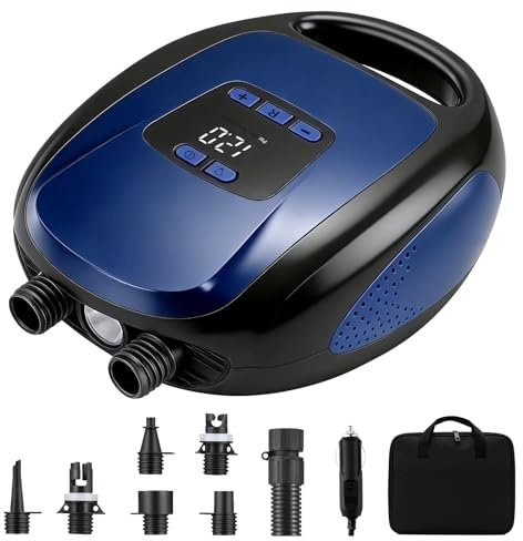 Ruitx Pompa Elettrica SUP, 20PSI Alta Pressione Sup Portatile Air Pump 12v DC con Auto-Off/Gonfiaggio/Sgonfiaggio Doppio Stadio, per Kayak/Materasso/Ala Da Vento/Sport Acquatici