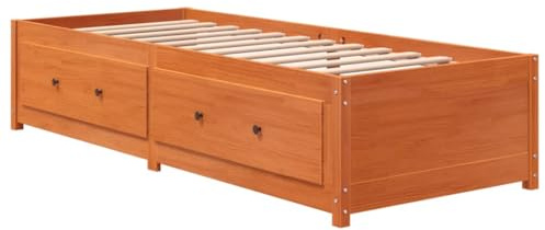 vidaXL Sofá Cama sin colchón Madera Maciza Pino marrón Cera 90x190 cm