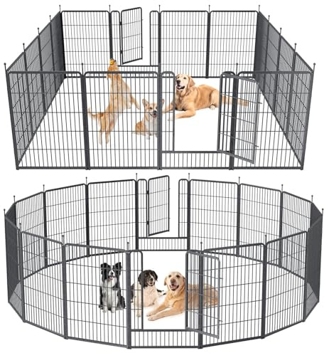 Musen Dog Playpen Indoor Outdoor, 16 Panels Dog Pen 32 Height Dog Fence Exercise with Doors for Large/Medium/Small Dogs, Portable Pet Playpen for Yard RV Camping, Hammer Paint Finish (Patent Pending)