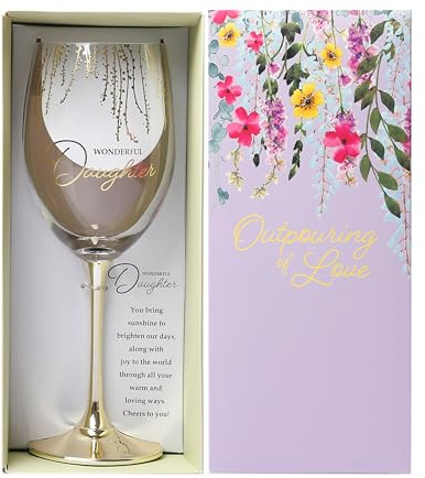 Pavilion Gift Company - Wonderful Daughter - 19 oz Stemmed Wine Glass Stepdaughter Daughter-In-Law Present From Mom Dad Parents