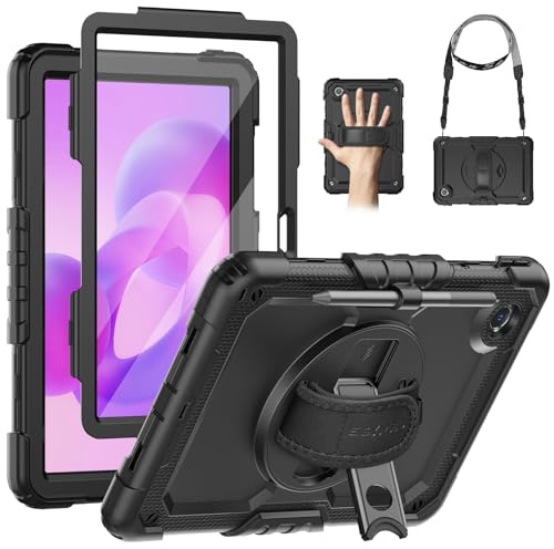 SEYMAC Coque pour Lenovo Idea Tab 11 2025 / Tab M11 2024 / K11 11 Pouces, Coque Antichoc pour Lenovo M11 avec Protection d'écran, Support Rotatif à 360°, Dragonne, Bandoulière, Porte-Stylo, Noir