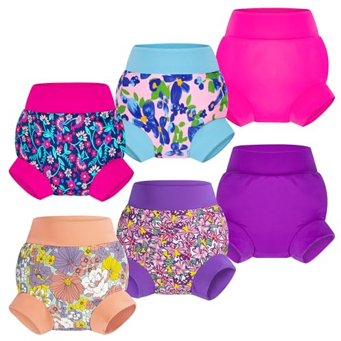 BIG ELEPHANT Baby Swim Diapers 3/6 Pack – Reusable Waterproof Diapers, Soft Breathable Swimwear for Boys and Girls