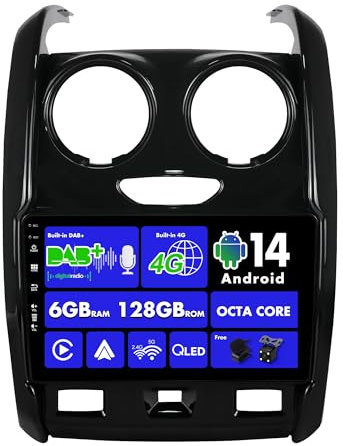 SXAUTO【Built-in 4G DAB】Android 14-6G+128G Car Stereo For Renault duster (2015-2017) - Wireless CarPlay/Android Auto - LED Camera MIC IPS 9 Inch 2 Din GPS Sat Nav AHD SWC Fast-boot 360-CAM HDMI DSP
