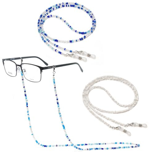 PLABBDPL 2pcs Cadenas de Gafas para Mujer, Cordón Gafas con Abalorios, Cordones para Gafas, Correa Gafas, Antideslizante Cuerda de Gafas de Lectura, Retenedor de Gafas con Mosquetones Pequeños, B