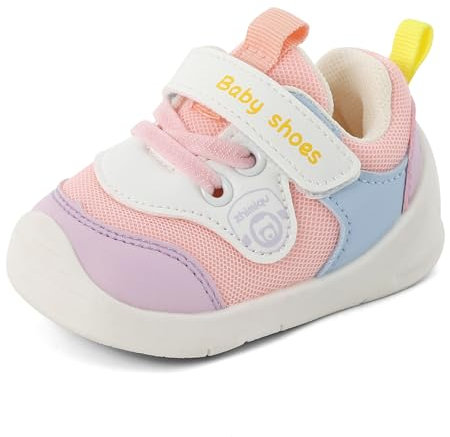 Cheerful Mario 1-3 Jahre Baby Sneaker Baby Jungen Mädchen Lauflernschuhe Kleinkinder Schuhe Atmungsaktiv und Antirutsch Rosa-A 23 EU