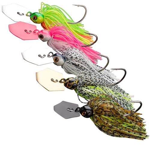5 stycken 7 g chatterbait konstgjort bete, chatterbait gädda, fiske jiggspinnset, chatterbait nyhet, spinner bait, för abborre, gädda, öring, lax och andra rovfisksbeten